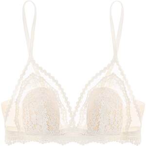 
Curious Miss French underwear for women mulberry silk sexy lace thin summer ringless bra set rabbit ear cup white