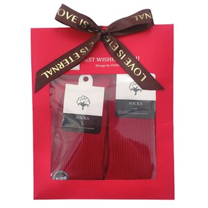 
Gift bag with 2 pairs of socks for the New Year and the Year of the Horse in a gift box, cotton socks for men and women in the year of the animal, Angora deep red
