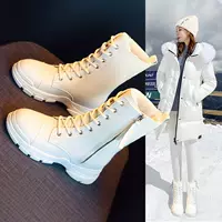 Martens, утепленные высокие сапоги, белые демисезонные ботинки, средней длины