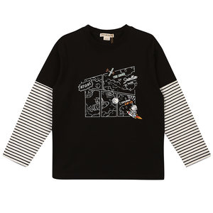 
IVY HOUSE Ivy children's wear boys' T-shirt autumn new style splicing fake two-piece round neck long sleeve casual style