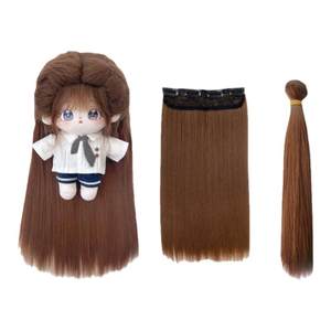 
Doll wig 20 cm 20 cm cotton doll long hair with hair lined with high temperature silk straight hair ponytail long curly hair