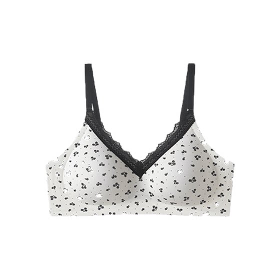 
Jing Sanchun Sweet Girl Lace Floral Girls Underwear No Wires Small Breasts Seamless Top Support Side Cushion Soft Comfortable Bra