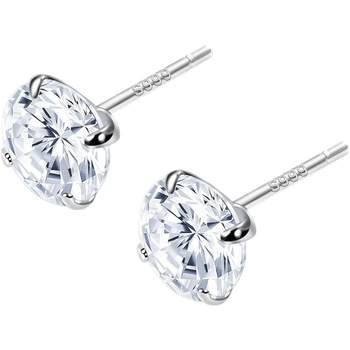 Mi Xier Foot Silver Simple and Shin Diamond Earrings
