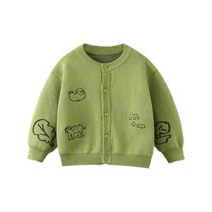 
[100% Cotton] Qiqi Bear Baby Spring Cardigan Boys' Round Neck Sweater Children's Round Neck Sweater Spring Top