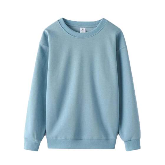 Haze Blue Pure Color Couples Guardian Couples Spring and Autumn Bottom Bar High Sleeve T -shirt Loose Men and Women Jacket Tide