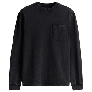 
HM men's and women's T-shirt spring loose fit round neck washed long-sleeved top bottoming shirt heavyweight 1300523