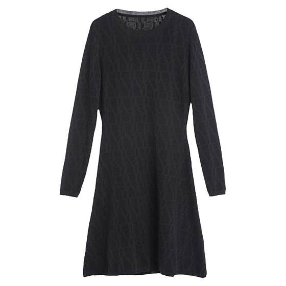 
Yifini/Yifei slim and slim high waist knitted dress for women's spring and autumn new long-sleeved round neck skirt