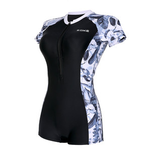 Zhouke Women's One-piece Racing Ink Flower Swimsuit New Hot Spring Women's Professional Competitive Training Flat-angle Swimsuit
