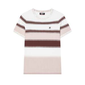 FILA official women's sweater 2024 Autumn new fashion casual contrasting color stripe short sleeve top
