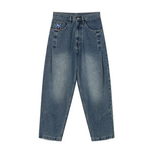 
MindError American Retro Jeans Men's 2026 Spring New Elephant Embroidered Loose Straight Long Pants