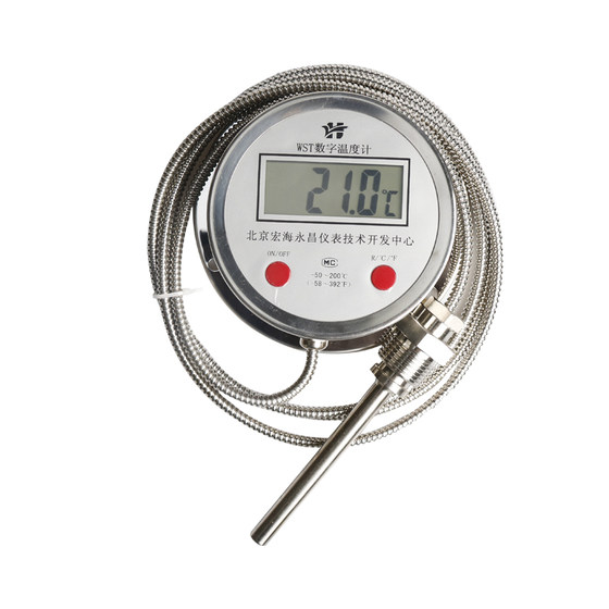 
DTM-491 electronic digital thermometer acid and alkali resistant wall hanging industrial high precision 304 stainless steel metal hose temperature