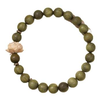 Green Sandalwood Bracelet Women's Sandalwood Wooden Play Tray Play Meditation Buddha Beads New Chinese Style Bracelet