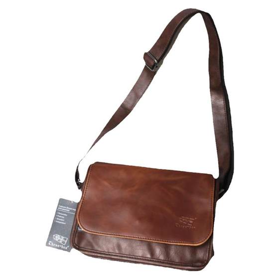 Threebox Japanese retro leather shoulder bag shoulder backpack small square bag casual chest bag men's bag messele bag