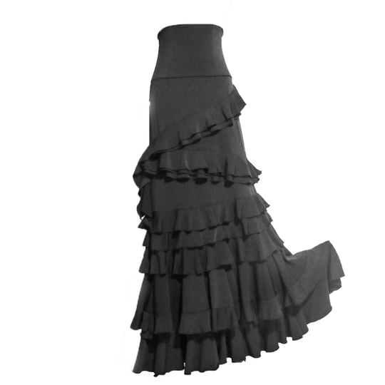 新品　フラメンコ　ファルダ　社交ダンス　スカート　黒　フリル　豪華　5274 フラメンコ ファルダ 新品 黒 フラメンコ衣装 スカート 社交ダンス