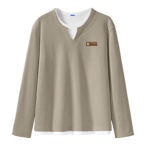 
Mark Huafei fake two-piece men's long-sleeved T-shirt 2026 new autumn men's inner layering shirt men's top X