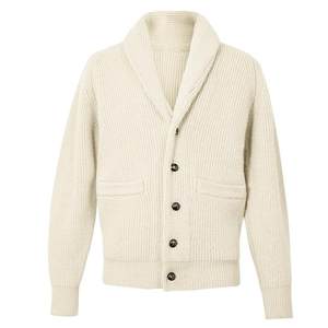 CULTUM100 pure wool green fruit collar knitted cardigan men's cardigan jacket thickened loose sweater lazy style
