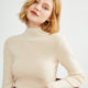 2024 new autumn cashmere sweater women's half-high sweater slim solid color knitted bottoming sweater with strips for inner wear and outer wear