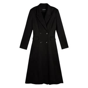 Pusumede black Hepburn Fengmao woolen coat women's high -level waist and thin waist, long temperament woolen coat