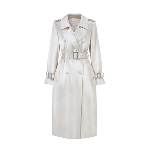 
Ya Qiao [Personal Style] Early autumn women's clothing, fashionable, heavy industry, light luxury temperament, gold-plated satin long windbreaker jacket