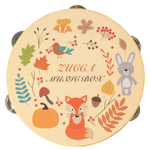 
Beech wood tambourine 20cm children's musical instrument cartoon hand-painted drum Xinjiang dance rattle Orff music kindergarten toys