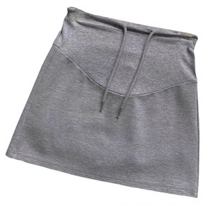 
Pregnant women drawstring hip skirt spring and summer thin small light gray A-line pregnancy belly support lower body skirt