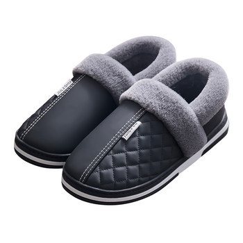 Waterproof cotton slippers Men's autumn and winter wearing plus velvet thickening
