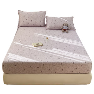 
Purple Cherry Cotton Fitted Sheet Cover Four Seasons Universal Cotton Mattress Protector All-Inclusive Bedspread Sheet Pillowcase Three-piece Set