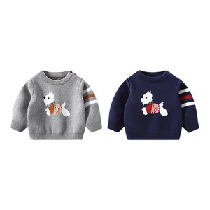
Children's sweater autumn and winter new boys cartoon cute pullover sweater baby thickened cotton warm top trendy