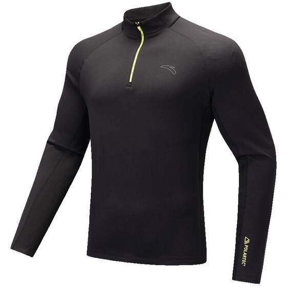 
ANTA fleece warm long-sleeved T-shirt men's spring and summer half-zip stand-up collar running sports top 152445403