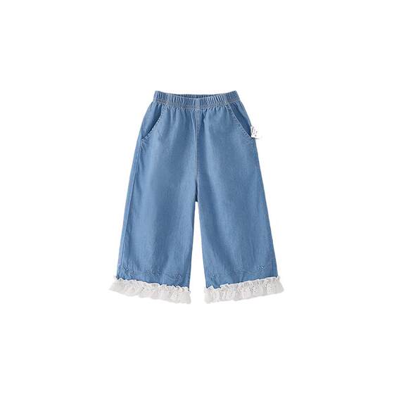 
[100% Cotton] Girls Jeans Summer Children's Pants Thin Children's Pants Pure Cotton Girls Baby Straight Leg Pants