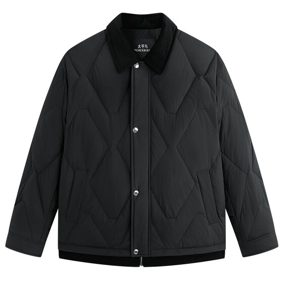 
PEACEBIRD Men's Workwear Down Jacket Winter Corduroy Lapel Trendy Short Warm and Coldproof Jacket for Men