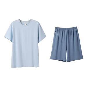 
Anzhiban summer men's pure cotton pajamas simple solid color casual shorts for outdoor wear