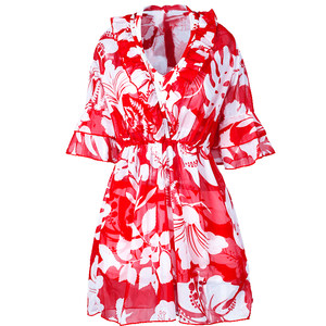 
Women's swimsuit for hot spring summer seaside three-piece suit covering belly and slimming split bikini 2025 new red swimsuit