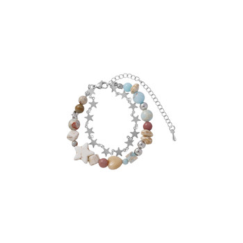 
Zhao Lusi same style cream double layer star stacking bracelet