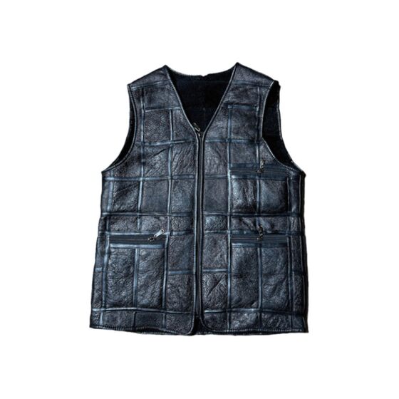 
Russian style genuine fur one-piece vest for men in winter, middle-aged and elderly vests, warm vests, wool vests