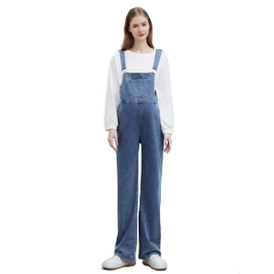 费雪孕妇牛仔背带裤2026春秋新款外穿宽松大码两件套小个子孕妇装