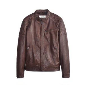 
MCS men's clothing originated from Marlboro Autumn Locomotive Retro Slim-fit Leather Jacket Sheepskin Leather Stand Collar Short Jacket