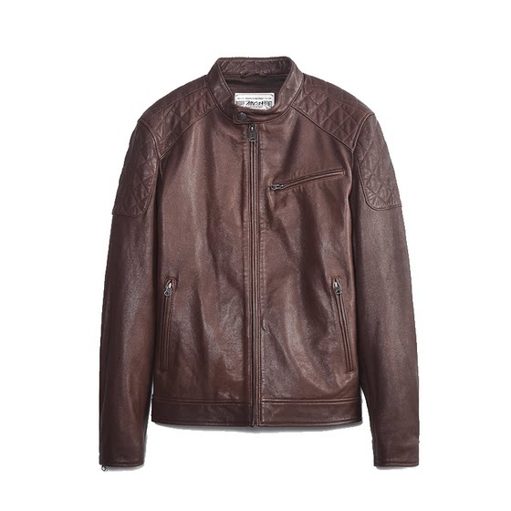 
MCS men's clothing originated from Marlboro Autumn Locomotive Retro Slim-fit Leather Jacket Sheepskin Leather Stand Collar Short Jacket