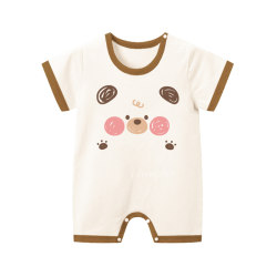 Boys pure cotton short-sleeved harem newborn baby summer 2025 new one-piece romper baby 0-2 years old outer wear summer