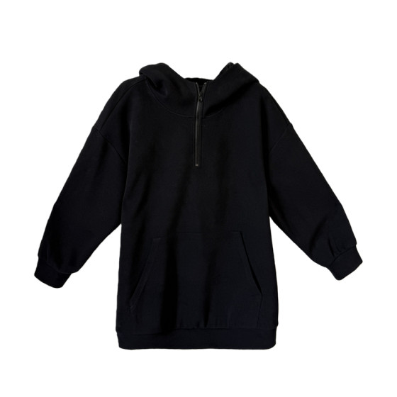 Stand collar zipper hooded large size sweatshirt for women with thick air layer 2025 winter fat mm loose slimming pullover top