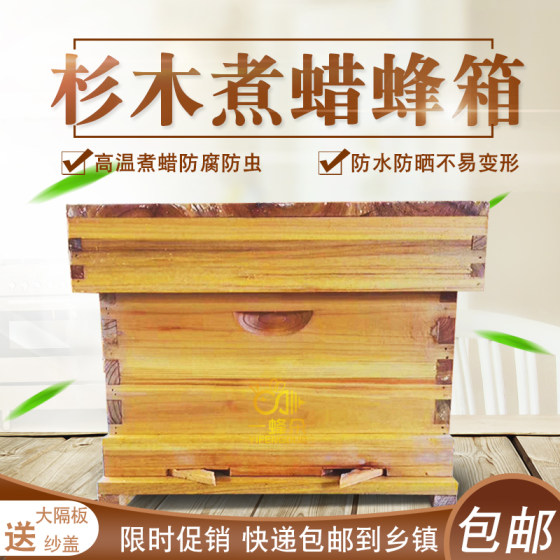 标准十框蜂巢箱蜜蜂蜂箱全套养蜂工具专用养蜂箱包邮煮蜡杉木中蜂