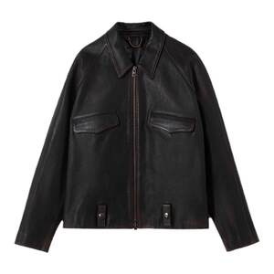 
UNICAHOMME/Distressed goatskin leather men's jacket genuine leather Maillard men's casual leather jacket