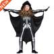 Halloween children's costume cloak bat wearing witch skull