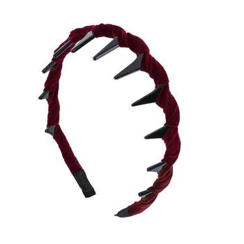 
Red flocking wavy hairband for women 2025 new high-end style fashionable high-skull headband autumn and winter hair accessories