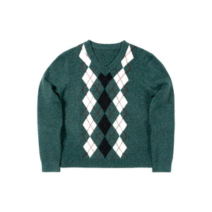 
CountryMoment [Same Style for Men and Women] Wool Blended American Vintage Green Sweater Sweater Jacket Winter
