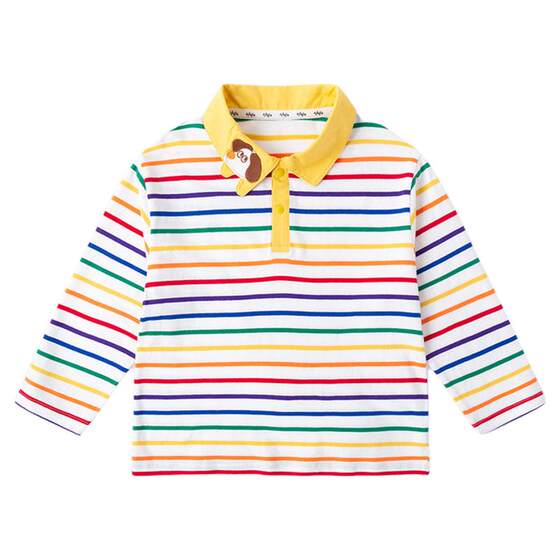 
[100% cotton] Children's T-shirt pure cotton baby polo collar top boy long-sleeved girl inner layer for baby girl a