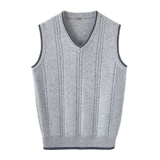 
Woodpecker wool vest men's spring and autumn V-neck solid color sleeveless sweater cashmere vest knitted sweater men's clothing