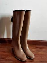 特价PVC新款女士高筒雨鞋 蝴蝶结飘带雨靴 时尚坡跟舒适水靴防滑