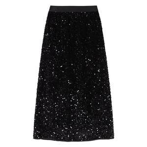 
Sequined Skirt Autumn and Winter 2025 New Women's Black Versatile Sequined A-Line Skirt Versatile Sparkling Diamond Skirt