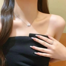 Xiaohongshu's Same Bow 925 Silver Plated Necklace for Women's Instagram Style, Small and Popular, High end Feeling, Collar Chain for Students and Girlfriends